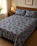 Premium Lavender Floral Double Bedsheet with 2 Pillow Covers