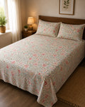 Premium Pastel Floral Single Bedsheet with 1 Pillow Cover