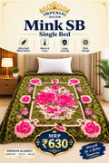 Mink Single Bed Blanket – Olive Green & Pink Floral Design | Doon Imperial Decor