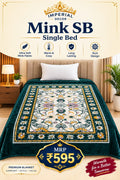 Mink SB Single Bed Blanket – Premium Floral Design | Teal Green | Doon Imperial Decor