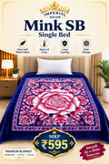 Mink SB Single Bed Blanket – Royal Blue & Pink Floral Design | Doon Imperial Decor