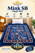 Mink Single Bed Blanket – Royal Blue & Floral Design | Doon Imperial Decor
